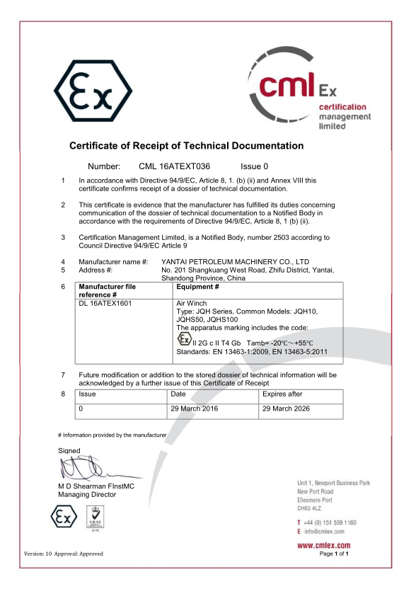 ATEX 證書